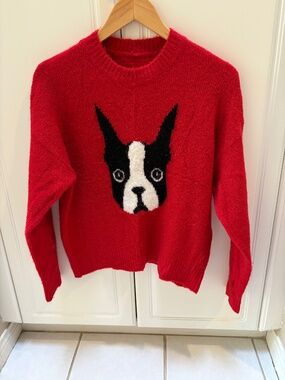 Chocoolate French Bulldog Graphic Red Sweater
